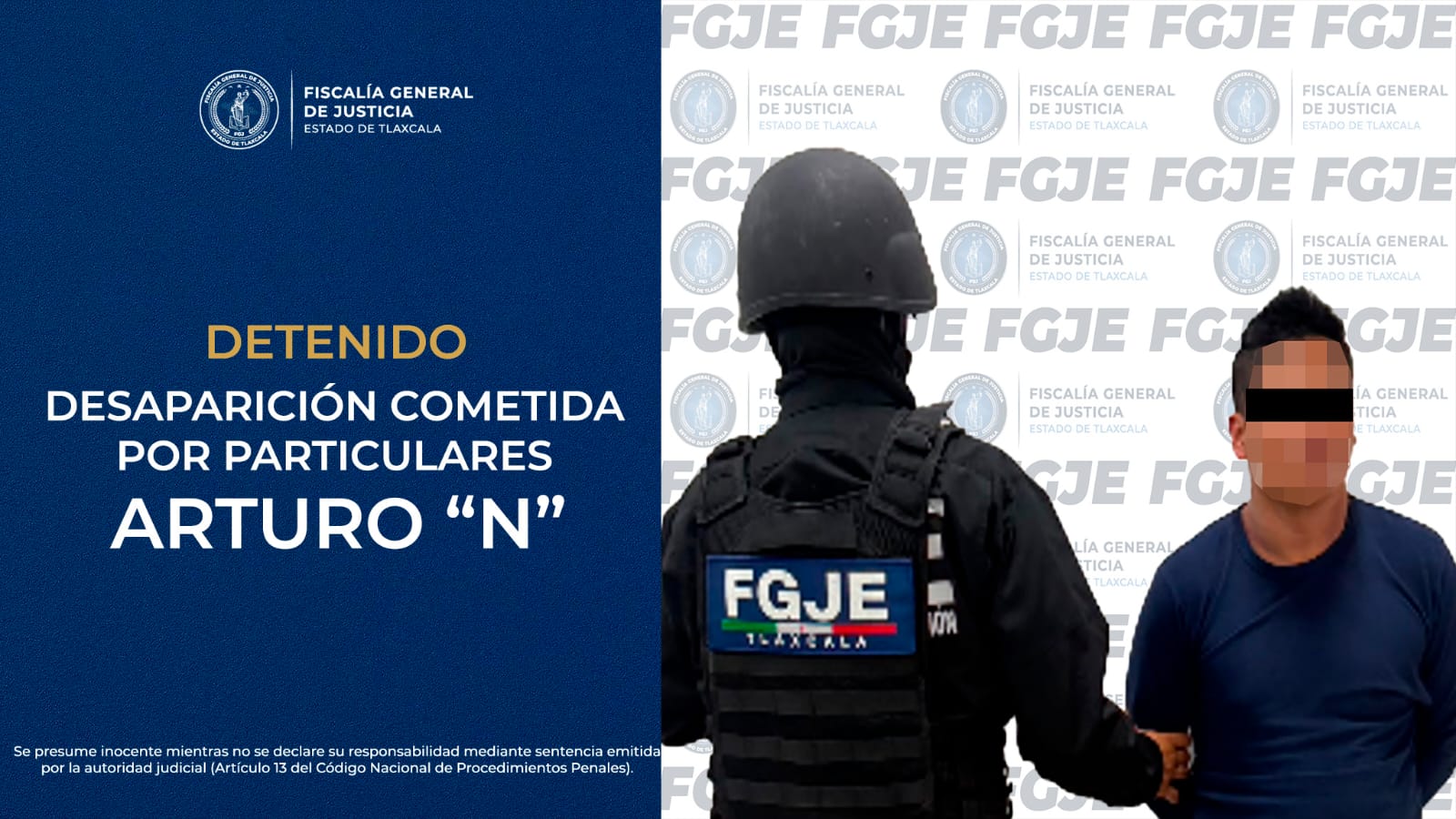 En colaboración entre fiscalías de Puebla y Tlaxcala, aprehenden a hombre por desaparición cometida por particulares